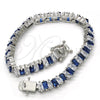 Rhodium Gold Filled Tennis Bracelet, with Sapphire Blue and White Cubic Zirconia, Polished, Rhodium Finish, 03.210.0075.7.08 (06 MM Thickness, 8 Inches Length)