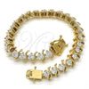 Oro Laminado Tennis Bracelet, Gold Filled Style with White Cubic Zirconia, Polished, Golden Finish, 03.210.0076.08