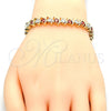 Oro Laminado Tennis Bracelet, Gold Filled Style Box Lock Design, with Garnet and White Cubic Zirconia, Polished, Golden Finish, 03.210.0076.1.08 (08 MM Thickness, 8 Inches Length)