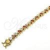 Oro Laminado Tennis Bracelet, Gold Filled Style with Garnet and White Cubic Zirconia, Polished, Golden Finish, 03.210.0076.1.08 (08 MM Thickness, 8 Inches Length)