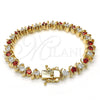 Oro Laminado Tennis Bracelet, Gold Filled Style with Garnet and White Cubic Zirconia, Polished, Golden Finish, 03.210.0076.1.08 (08 MM Thickness, 8 Inches Length)