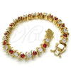 Oro Laminado Tennis Bracelet, Gold Filled Style Box Lock Design, with Garnet and White Cubic Zirconia, Polished, Golden Finish, 03.210.0076.1.08 (08 MM Thickness, 8 Inches Length)