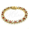 Oro Laminado Tennis Bracelet, Gold Filled Style with Garnet and White Cubic Zirconia, Polished, Golden Finish, 03.210.0076.1.08 (08 MM Thickness, 8 Inches Length)