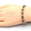 Oro Laminado Tennis Bracelet, Gold Filled Style with Sapphire Blue and White Cubic Zirconia, Polished, Golden Finish, 03.210.0076.3.08 (08 MM Thickness, 8 Inches Length)