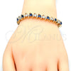 Oro Laminado Tennis Bracelet, Gold Filled Style with Sapphire Blue and White Cubic Zirconia, Polished, Golden Finish, 03.210.0076.3.08 (08 MM Thickness, 8 Inches Length)