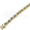 Oro Laminado Tennis Bracelet, Gold Filled Style with Sapphire Blue and White Cubic Zirconia, Polished, Golden Finish, 03.210.0076.3.08 (08 MM Thickness, 8 Inches Length)
