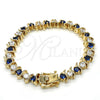 Oro Laminado Tennis Bracelet, Gold Filled Style with Sapphire Blue and White Cubic Zirconia, Polished, Golden Finish, 03.210.0076.3.08 (08 MM Thickness, 8 Inches Length)