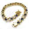 Oro Laminado Tennis Bracelet, Gold Filled Style with Sapphire Blue and White Cubic Zirconia, Polished, Golden Finish, 03.210.0076.3.08 (08 MM Thickness, 8 Inches Length)
