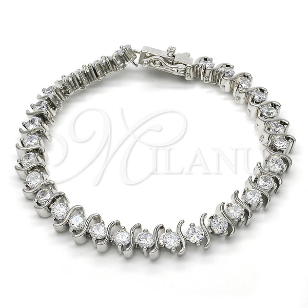 Rhodium Gold Filled Tennis Bracelet, with White Cubic Zirconia, Polished, Rhodium Finish, 03.210.0076.4.08 (08 MM Thickness, 8 Inches Length)
