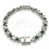 Rhodium Gold Filled Tennis Bracelet, with Green and White Cubic Zirconia, Polished, Rhodium Finish, 03.210.0076.6.08 (08 MM Thickness, 8 Inches Length)