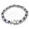 Rhodium Gold Filled Tennis Bracelet, with Sapphire Blue and White Cubic Zirconia, Polished, Rhodium Finish, 03.210.0076.7.08 (08 MM Thickness, 8 Inches Length)