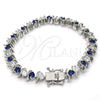 Rhodium Gold Filled Tennis Bracelet, with Sapphire Blue and White Cubic Zirconia, Polished, Rhodium Finish, 03.210.0076.7.08 (08 MM Thickness, 8 Inches Length)
