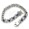Rhodium Gold Filled Tennis Bracelet, with Sapphire Blue and White Cubic Zirconia, Polished, Rhodium Finish, 03.210.0076.7.08 (08 MM Thickness, 8 Inches Length)