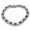 Rhodium Gold Filled Tennis Bracelet, with Sapphire Blue and White Cubic Zirconia, Polished, Rhodium Finish, 03.210.0076.7.08 (08 MM Thickness, 8 Inches Length)