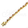 Gold Filled Bracelet — Tennis Bracelet with Garnet and White Cubic Zirconia — alternate product view — SKU 119651 | Oro Laminado brazalete — Tennis Bracelet with Garnet and blanco Cubic Zirconia — SKU 119651