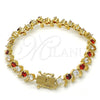 Gold Filled Bracelet — Tennis Bracelet with Garnet and White Cubic Zirconia — alternate product view — SKU 119651 | Oro Laminado brazalete — Tennis Bracelet with Garnet and blanco Cubic Zirconia — SKU 119651