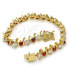 Gold Filled Bracelet — Tennis Bracelet with Garnet and White Cubic Zirconia — alternate product view — SKU 119651 | Oro Laminado brazalete — Tennis Bracelet with Garnet and blanco Cubic Zirconia — SKU 119651