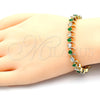Oro Laminado Tennis Bracelet, Gold Filled Style with Green and White Cubic Zirconia, Polished, Golden Finish, 03.210.0077.2.08 (08 MM Thickness, 8 Inches Length)