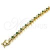 Gold Filled Bracelet — Tennis Bracelet with Green and White Cubic Zirconia — alternate product view — SKU 119652 | Oro Laminado brazalete — Tennis Bracelet with Green and blanco Cubic Zirconia — SKU 119652
