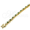 Oro Laminado Tennis Bracelet, Gold Filled Style with Green and White Cubic Zirconia, Polished, Golden Finish, 03.210.0077.2.08 (08 MM Thickness, 8 Inches Length)