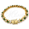 Oro Laminado Tennis Bracelet, Gold Filled Style with Green and White Cubic Zirconia, Polished, Golden Finish, 03.210.0077.2.08 (08 MM Thickness, 8 Inches Length)