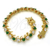 Gold Filled Bracelet — Tennis Bracelet with Green and White Cubic Zirconia — alternate product view — SKU 119652 | Oro Laminado brazalete — Tennis Bracelet with Green and blanco Cubic Zirconia — SKU 119652
