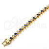 Oro Laminado Tennis Bracelet, Gold Filled Style with Sapphire Blue and White Cubic Zirconia, Polished, Golden Finish, 03.210.0077.3.08 (08 MM Thickness, 8 Inches Length)