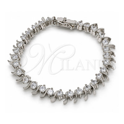 White Gold Filled Tennis Bracelet, Box Lock Design, with White Cubic Zirconia, Polished, Rhodium Finish, 03.210.0077.4.08 (08 MM Thickness, 8 Inches Length)