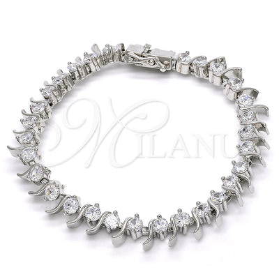 Rhodium Gold Filled Tennis Bracelet, with White Cubic Zirconia, Polished, Rhodium Finish, 03.210.0077.4.08 (08 MM Thickness, 8 Inches Length)