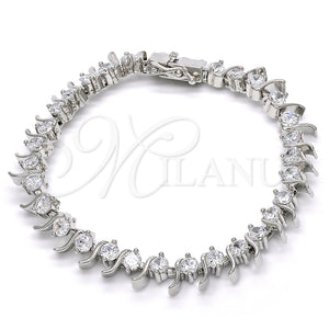 Rhodium Gold Filled Tennis Bracelet, with White Cubic Zirconia, Polished, Rhodium Finish, 03.210.0077.4.08 (08 MM Thickness, 8 Inches Length)