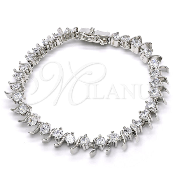 Rhodium Gold Filled Tennis Bracelet, with White Cubic Zirconia, Polished, Rhodium Finish, 03.210.0077.4.08 (08 MM Thickness, 8 Inches Length)