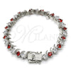 Rhodium Gold Filled Tennis Bracelet, with Garnet and White Cubic Zirconia, Polished, Rhodium Finish, 03.210.0077.5.08 (08 MM Thickness, 8 Inches Length)
