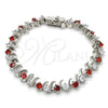 Rhodium Gold Filled Tennis Bracelet, with Garnet and White Cubic Zirconia, Polished, Rhodium Finish, 03.210.0077.5.08 (08 MM Thickness, 8 Inches Length)