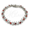 Rhodium Plated Tennis Bracelet, with Garnet and White Cubic Zirconia, Polished, Rhodium Finish, 03.210.0077.5.08 (08 MM Thickness, 8 Inches Length)