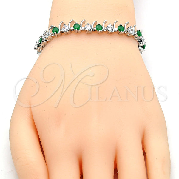 White Gold Filled Bracelet — Tennis Bracelet with Green and White Cubic Zirconia — alternate product view — SKU 119656 | Oro Laminado Blanco brazalete — Tennis Bracelet with Green and blanco Cubic Zirconia — SKU 119656