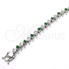 Rhodium Gold Filled Tennis Bracelet, with Green and White Cubic Zirconia, Polished, Rhodium Finish, 03.210.0077.6.08 (08 MM Thickness, 8 Inches Length)