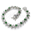 Rhodium Gold Filled Tennis Bracelet, with Green and White Cubic Zirconia, Polished, Rhodium Finish, 03.210.0077.6.08 (08 MM Thickness, 8 Inches Length)