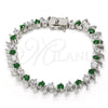 White Gold Filled Bracelet — Tennis Bracelet with Green and White Cubic Zirconia — alternate product view — SKU 119656 | Oro Laminado Blanco brazalete — Tennis Bracelet with Green and blanco Cubic Zirconia — SKU 119656