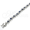Rhodium Plated Tennis Bracelet, with Sapphire Blue and White Cubic Zirconia, Polished, Rhodium Finish, 03.210.0077.7.08 (08 MM Thickness, 8 Inches Length)