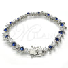 Rhodium Plated Tennis Bracelet, with Sapphire Blue and White Cubic Zirconia, Polished, Rhodium Finish, 03.210.0077.7.08 (08 MM Thickness, 8 Inches Length)