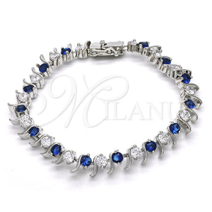 White Gold Filled Bracelet — Tennis Bracelet with Sapphire Blue and White Cubic — main product view — SKU 119657 | Oro Laminado Blanco brazalete — Tennis Bracelet with Sapphire Blue and blanco Cubic — SKU 119657