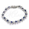 Rhodium Gold Filled Tennis Bracelet, with Sapphire Blue and White Cubic Zirconia, Polished, Rhodium Finish, 03.210.0077.7.08 (08 MM Thickness, 8 Inches Length)