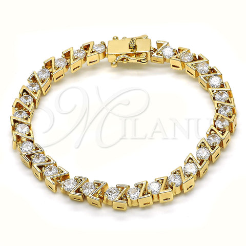 Oro Laminado Tennis Bracelet, Gold Filled Style with White Cubic Zirconia, Polished, Golden Finish, 03.210.0078.08 (06 MM Thickness, 8 Inches Length)