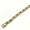 Oro Laminado Tennis Bracelet, Gold Filled Style with Green and White Cubic Zirconia, Polished, Golden Finish, 03.210.0078.2.08 (06 MM Thickness, 8 Inches Length)