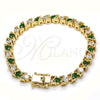 Oro Laminado Tennis Bracelet, Gold Filled Style with Green and White Cubic Zirconia, Polished, Golden Finish, 03.210.0078.2.08 (06 MM Thickness, 8 Inches Length)