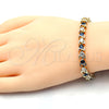 Oro Laminado Tennis Bracelet, Gold Filled Style with Sapphire Blue and White Cubic Zirconia, Polished, Golden Finish, 03.210.0078.3.08 (06 MM Thickness, 8 Inches Length)