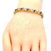 Oro Laminado Tennis Bracelet, Gold Filled Style with Sapphire Blue and White Cubic Zirconia, Polished, Golden Finish, 03.210.0078.3.08 (06 MM Thickness, 8 Inches Length)