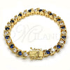 Oro Laminado Tennis Bracelet, Gold Filled Style with Sapphire Blue and White Cubic Zirconia, Polished, Golden Finish, 03.210.0078.3.08 (06 MM Thickness, 8 Inches Length)