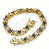 Oro Laminado Tennis Bracelet, Gold Filled Style with Sapphire Blue and White Cubic Zirconia, Polished, Golden Finish, 03.210.0078.3.08 (06 MM Thickness, 8 Inches Length)