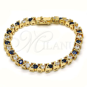 Gold Filled Bracelet — Tennis Bracelet with Sapphire Blue and White Cubic — main product view — SKU 119661 | Oro Laminado brazalete — Tennis Bracelet with Sapphire Blue and blanco Cubic — SKU 119661